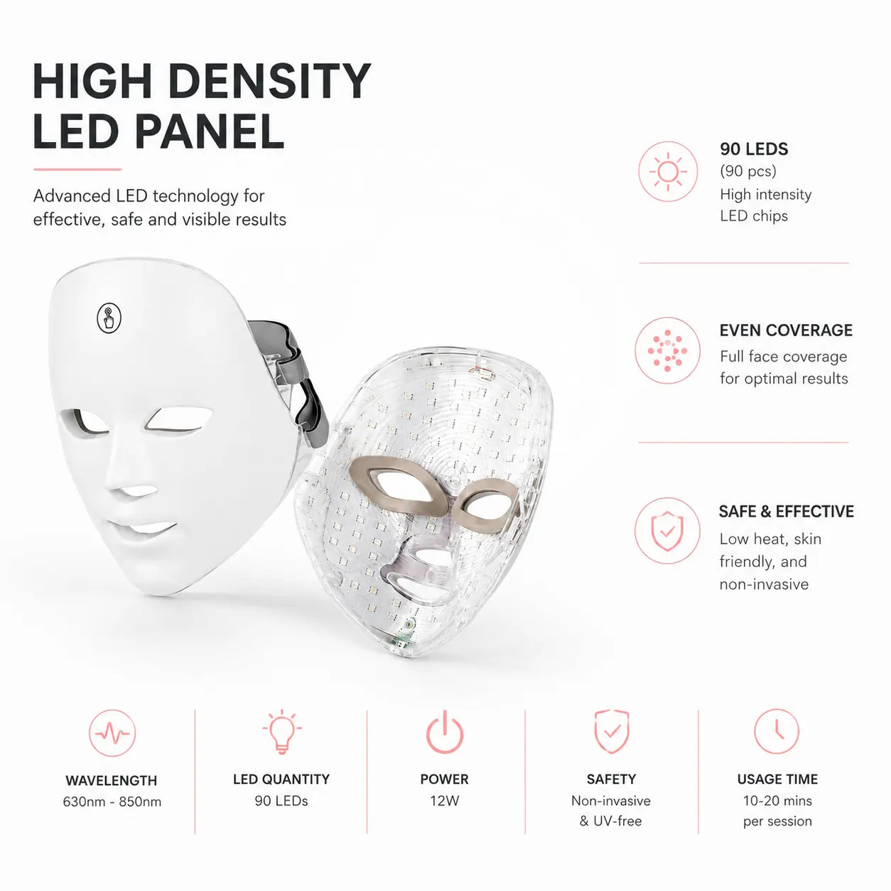 7 Color LED Light Therapy Face & Neck Mask
